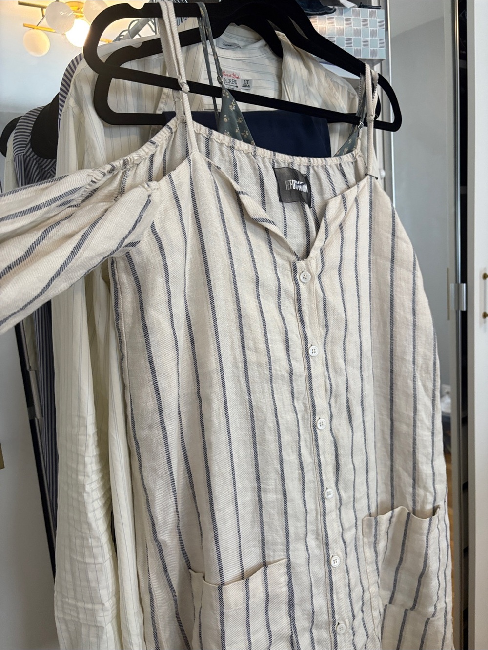 Reformation Linen Striped Cold-Shoulder Maxi Dress - Picture 8 of 11